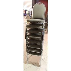 LOT OF 8 STACKING CHAIRS WITH CHROME LEGS