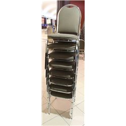 LOT OF 8 STACKING CHAIRS WITH CHROME LEGS