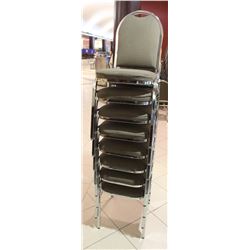 LOT OF 8 STACKING CHAIRS WITH CHROME LEGS