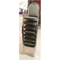 LOT OF 8 STACKING CHAIRS WITH CHROME LEGS