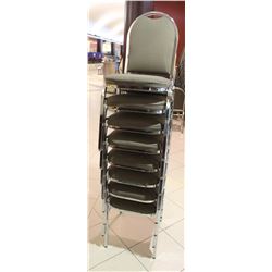 LOT OF 8 STACKING CHAIRS WITH CHROME LEGS