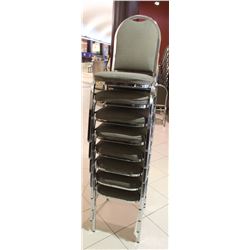 LOT OF 8 STACKING CHAIRS WITH CHROME LEGS