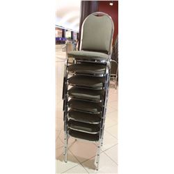 LOT OF 8 STACKING CHAIRS WITH CHROME LEGS