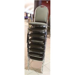 LOT OF 8 STACKING CHAIRS WITH CHROME LEGS