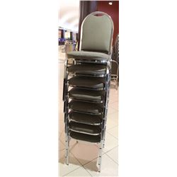 LOT OF 8 STACKING CHAIRS WITH CHROME LEGS