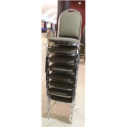 LOT OF 8 STACKING CHAIRS WITH CHROME LEGS