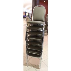 LOT OF 8 STACKING CHAIRS WITH CHROME LEGS