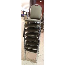 LOT OF 8 STACKING CHAIRS WITH CHROME LEGS