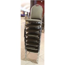 LOT OF 8 STACKING CHAIRS WITH CHROME LEGS