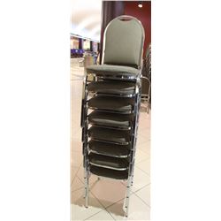 LOT OF 8 STACKING CHAIRS WITH CHROME LEGS