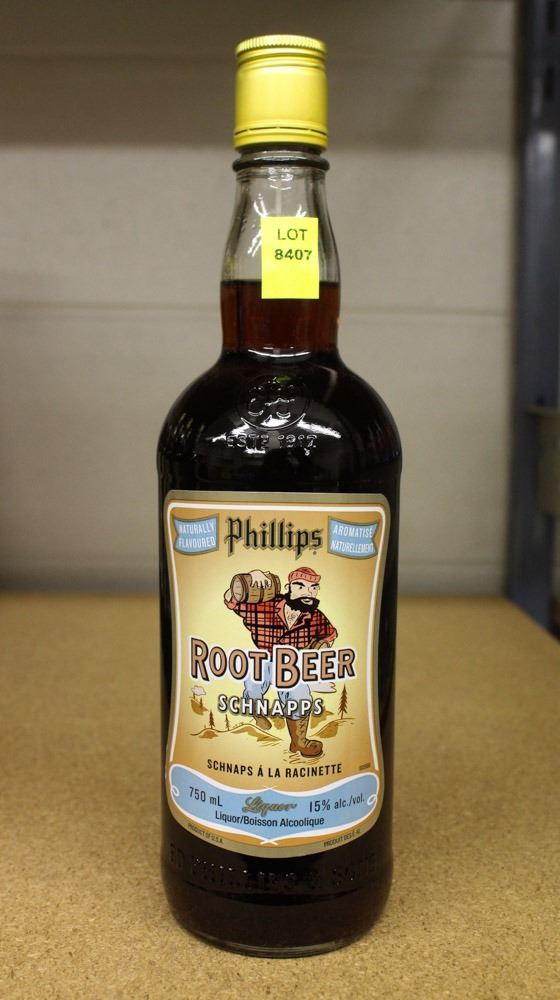 BOTTLE OF PHILLIPS ROOT BEER SCHNAPPS