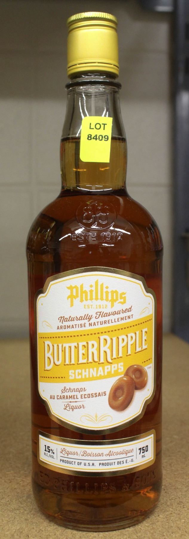 BOTTLE OF PHILLIPS BUTTER RIPPLE SCHNAPPS