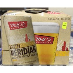 12 CANS OF MILL ST. 100TH MERIDIAN AMBER LAGER