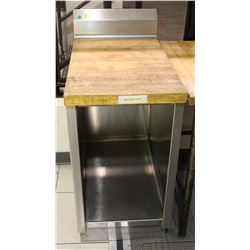 STAINLESS STEEL CABINET W/ BUTCHER BLOCK TOP