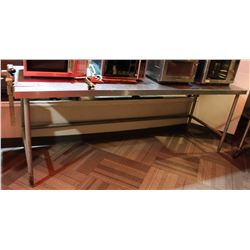 8FT BUTCHER BLOCK TABLE W/ STAINLESS STEEL