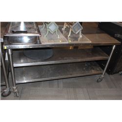 3 TIER STAINLESS STEEL TABLE ON WHEELS