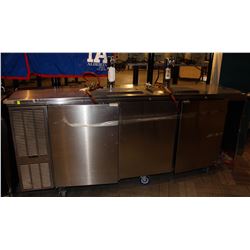 PERLICK 3 DOOR BACK BAR COOLER W/ 2 SINGLE KEG TAP