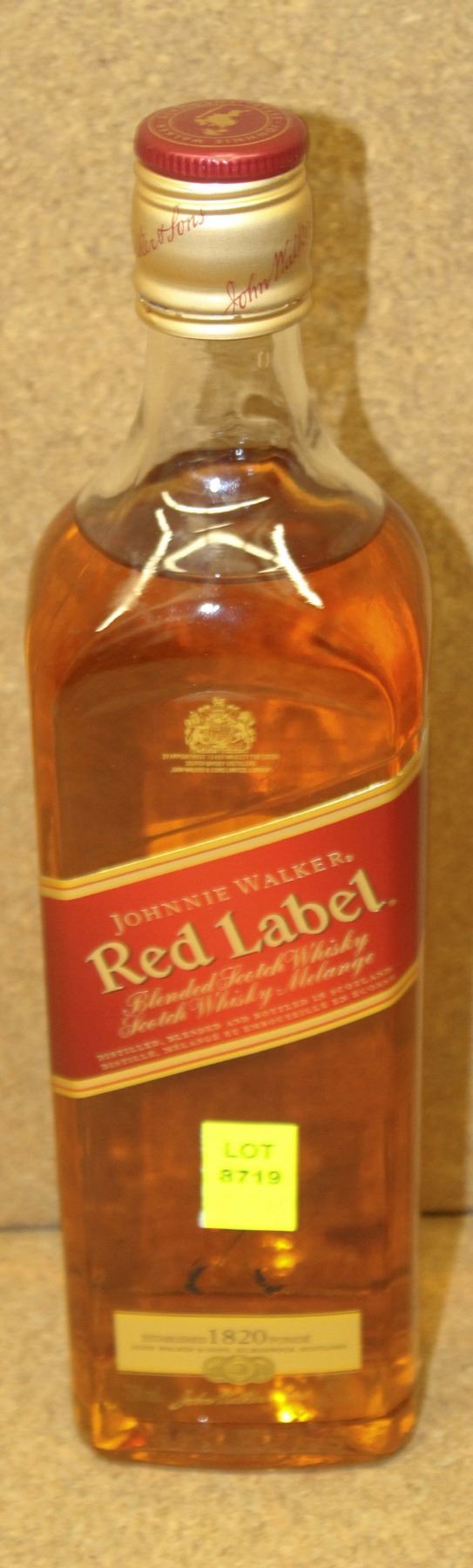BOTTLE OF RED LABEL JOHNNIE WALKER SCOTCH WHISKEY