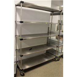 5 TIER STAINLESS STEEL METRO RACK ON CASTORS