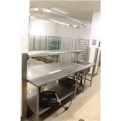 S/S TABLES W/ SINK, SINGLE OVER SHELF, POT SHELF