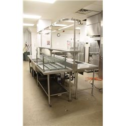 S/S  DOUBLE SIDED TABLE W/ SINK, SINGLE OVER SHELF