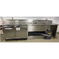 STAINLESS STEEL 2 WELL SINK W/ TAPS & COUNTER TOP