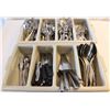 Image 1 : 2 COMMERCIAL TRAYS W/ ASSORTED SILVERWARE