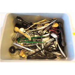 TUB W/ ASSORTED COMMERCIAL KITCHEN UTENSILS