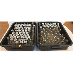 2 BUS TRAYS OF GLASS SALT & PEPPER SHAKERS
