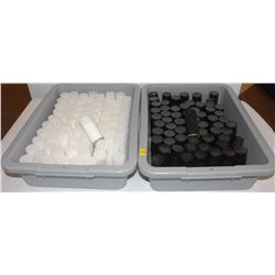 2 TRAYS OF ENCASED PLASTIC SALT & PEPPER SHAKERS