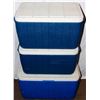 Image 1 : THREE 19L BLUE COLEMAN COOLERS