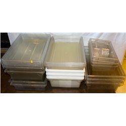 3 STACKS OF FULL-SIZED PLASTIC TUBS