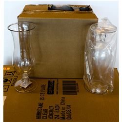 CASE OF NEW CLEAR PLASTIC 15 OZ FLUTE-STYLE