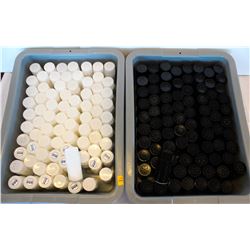 2 TRAYS OF ENCASED PLASTIC SALT & PEPPER SHAKERS