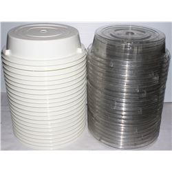 STACK OF CIRCULAR CAMBRO COMBO TRAYS (42 TOTAL)