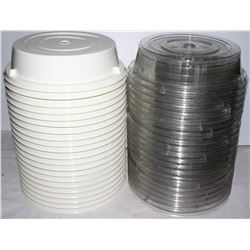 STACK OF CIRCULAR CAMBRO COMBO TRAYS (42 TOTAL)