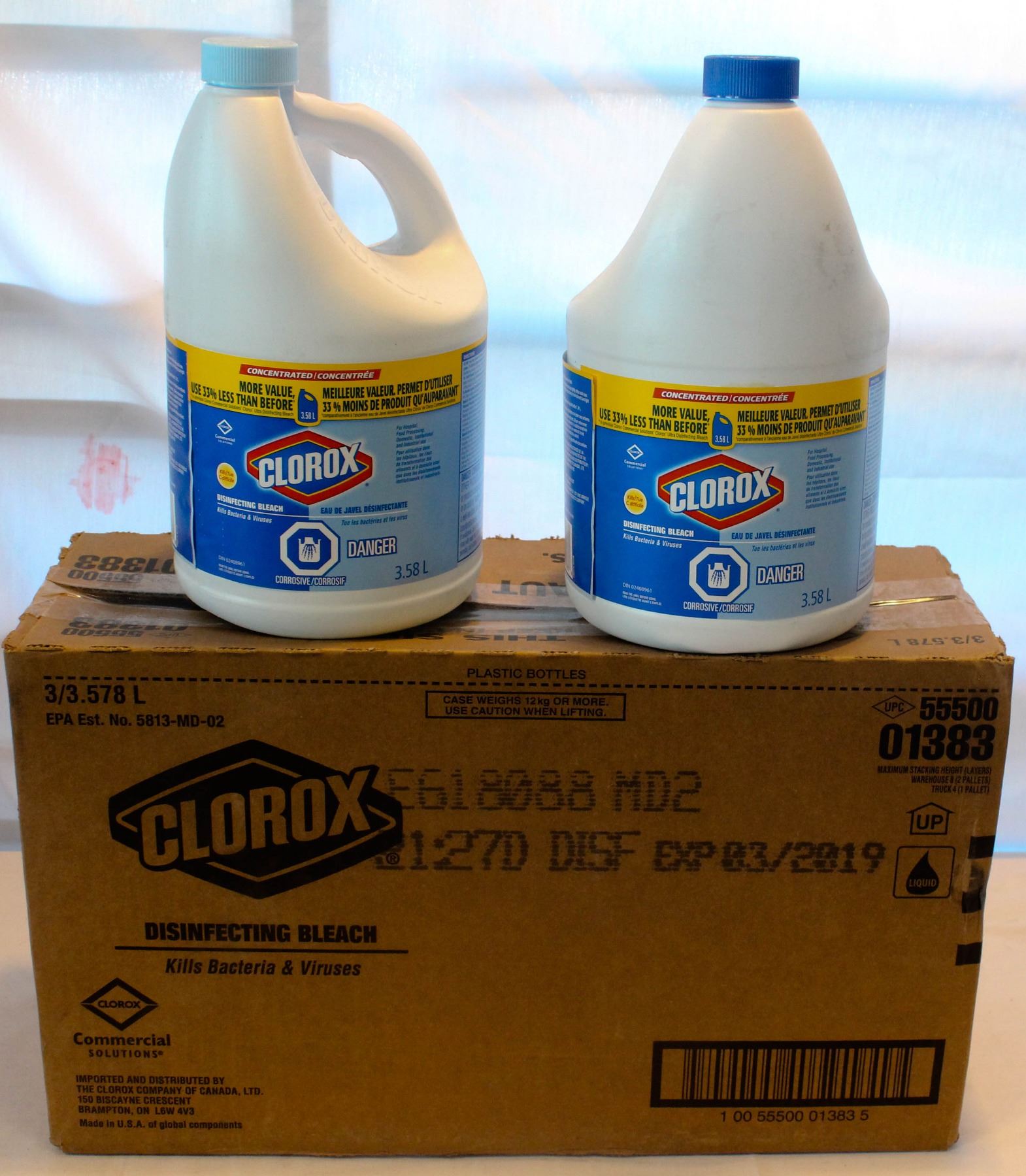 5 VARIOUS JUGS OF CLOROX BLEACH3.58 L / JUG