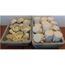 2 BUS TRAYS OF ASSORTED FRENCH CERAMICS &