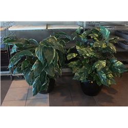 TWO STUBBY 3' ARTIFICIAL BUSH PLANTS IN LARGE