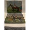Image 1 : CANVAS PAINTED JOCKEY ON HORSE PICTURE BY