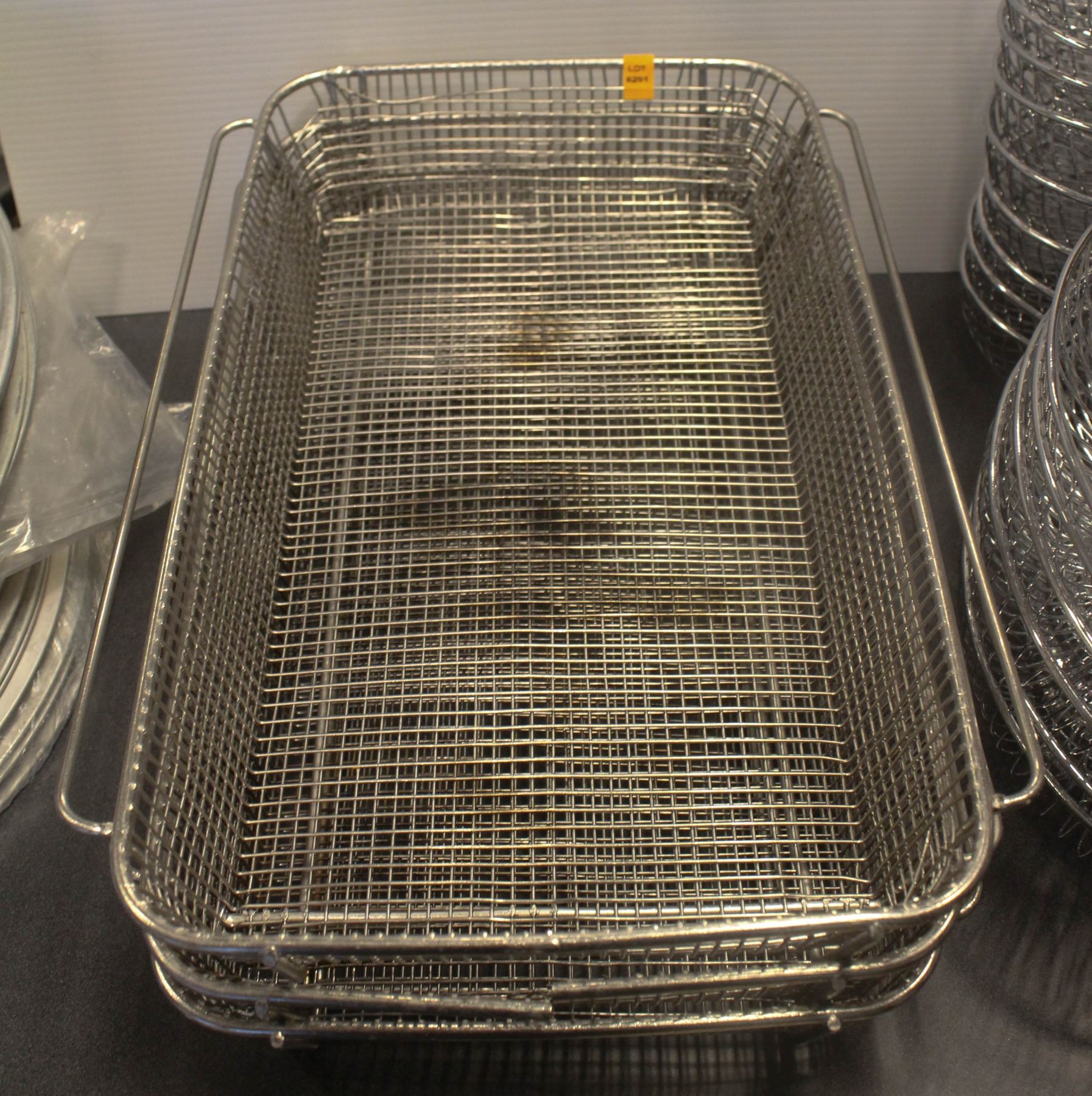 GROUP OF 3 STAINLESS STEEL LONG WIRE BASKETS