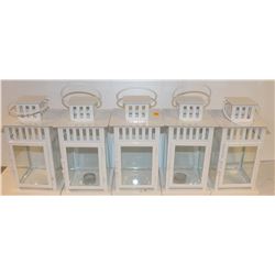 LOT OF 5 DECORATIVE GLASS DOOR CANDLE LANTERN