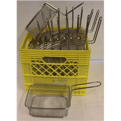 CRATE OF 17 COUNTER TOP CHROME WIRE BASKETS
