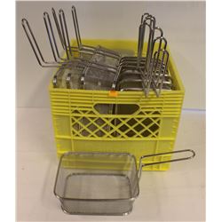 CRATE OF 13 COUNTER TOP CHROME WIRE BASKETS