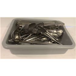 BUS TRAY WITH ASSORTED COMMERCIAL STAINLESS STEEL
