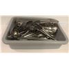Image 1 : BUS TRAY WITH ASSORTED COMMERCIAL STAINLESS STEEL