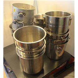 LOT OF 18 STEEL AND ALUMINUM ICE CHILLING BUCKETS