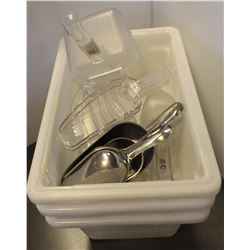 THREE WHITE INGREDIENT TOTES WITH ASSORTED DRY