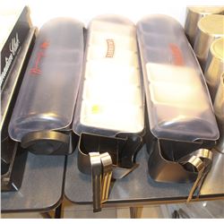 GROUP OF 3 ICE CONDIMENT BARS WITH TONGS