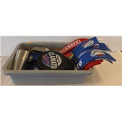 BUS PAN OF MISC. BAR ITEMS INCLUDING ASST. BAR